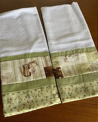 Pano de prato coelhinho cozinheiro verde