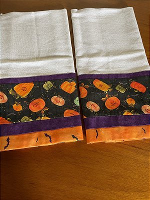 Pano de prato halloween abóboras