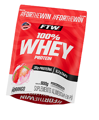 100% Whey Protein Refil 900g Sabor Morango - FTW