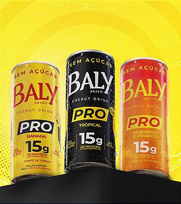 Enérgico Baly Brasil Energy Drink PRO Tropical com 15g de Proteína de Colágeno Sem Açúcar 250ml