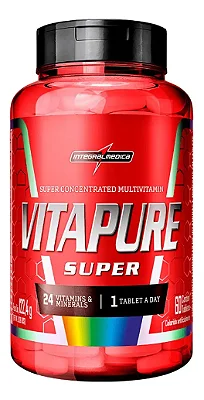 Multivitamínico Vita Pure Super – 24 Nutrientes Essenciais, Alta Concentração – 60 Tabletes – Integralmedica