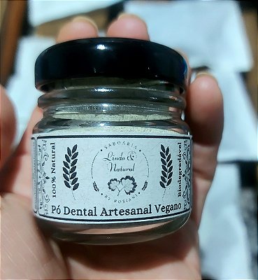 Pó Dental Natural Dolomita Juá Menta Artesanal Vegano 40 ml