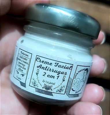 Creme Facial 2 em 1 Clareador Antirrugas Natural Vegano 40 ml