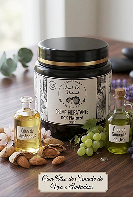 Creme Hidratante Corporal Pele Seca com Óleo de Amêndoas e Semente de Uva | 100% Natural Vagano 200 g