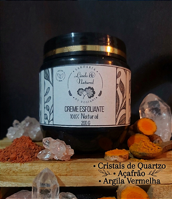 Esfoliante Clareador XÔ Acne, Estrias, Celulite, Foliculite | Açafrão, Argila, Cristais de Quartzo 200 g Natural/Vegano