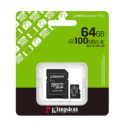 Cartão de Memória MicroSD Kingston Canvas Select Plus - 64GB