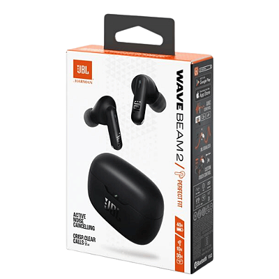 Fones de ouvido, JBL Intra Auricular, Wave Beam 2, sem fio com cancelamento de ruído - Preto