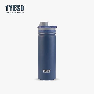 Tyeso Garrafa Térmica 600ml Isolada a Vácuo Portátil esportes viagem garrafa térmica de aço inoxidável - Azul Marinho