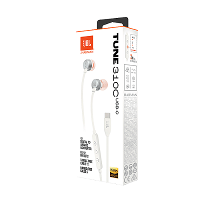 Fone de Ouvido JBL TUNE 310, USB-C Branco