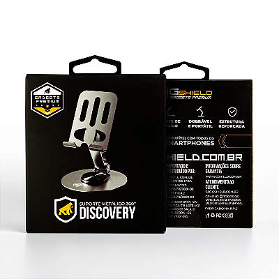 Suporte Metálico de Mesa com Rotação 360º Ajustável e Dobrável - Discovery - Gshield