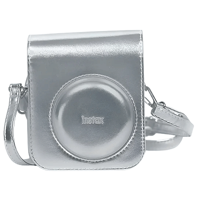 Bolsa Estojo Protetor Prata Metálico para Câmera Instantânea Mini 12, Capa de Couro PU Premium Com Alça de Ombro Ajustável Removível, Estojo Fofo para Câmera Instantânea, Original