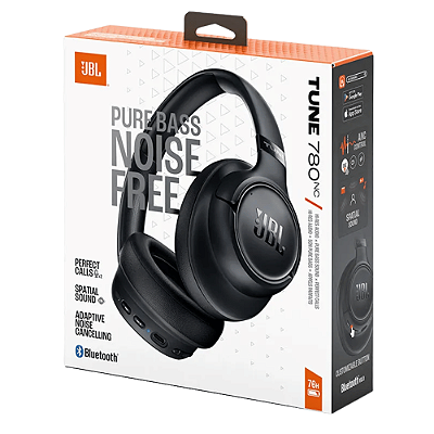 Headphone JBL Tune 780NC, Som JBL Pure Bass, Bluetooth 6.0, Cancelamento de Ruído Adaptativo, Bateria de até 76 horas, 2 Preto JBLT780NCBLKBR