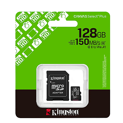 Cartão de Memória microSDXC Kingston 150MB/s Classe 10 A1 128GB