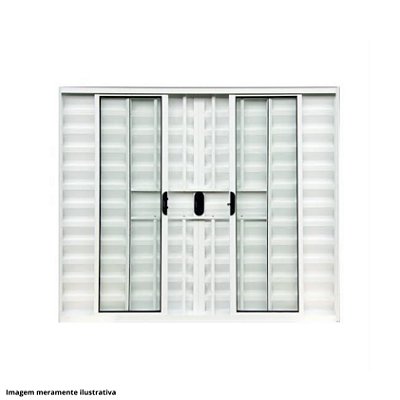 Veneziana 6 folhas com grade Branca