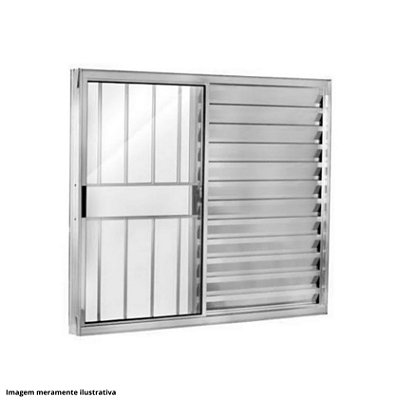 Veneziana 3 folhas com grade Brilhante