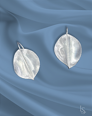 Brinco Folha de Prata Pura e Gancho em prata 950