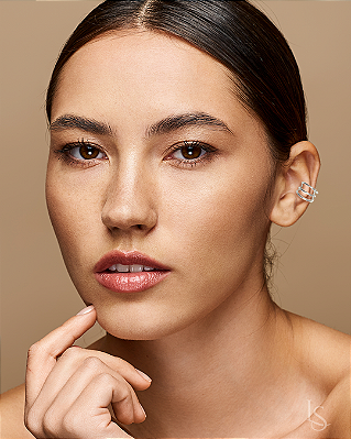 Ear Cuff - brinco de cartilagem de Prata Pura Triplo