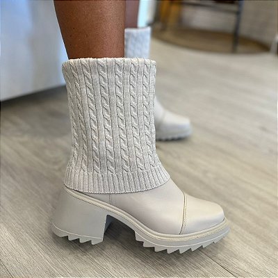Bota meia Monique Off White