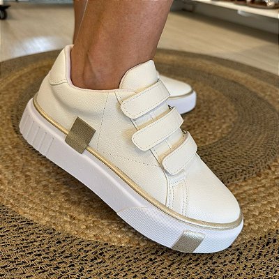Tênis Aimê Off white com dourado