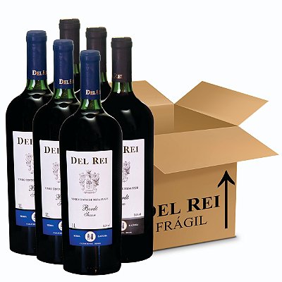 Box Misto - Vinho Del Rei com 3 Tinto Suave + 3 Tinto Seco Bordo 1l - Box Com 06 Unidades