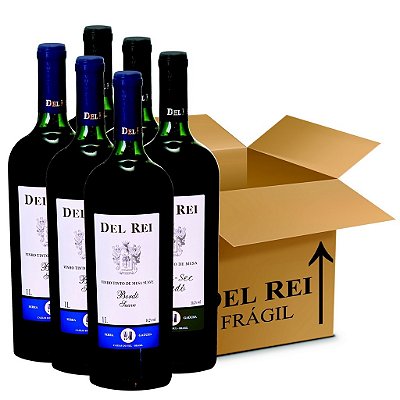 Box Misto - Vinho Del Rei com 60 Tinto Suave + 60 Tinto demi-sec Bordo 1l - Box Com 120 Unidades