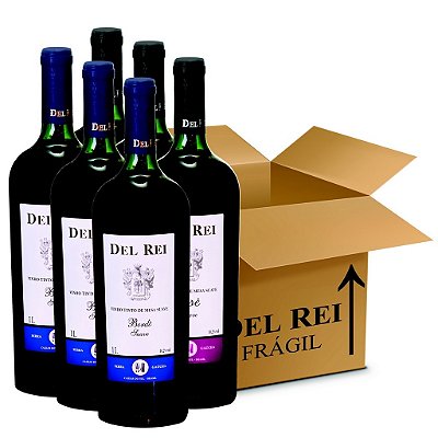 Box Misto - Vinho Del Rei com 6 Tinto Suave Bordo + 6 Rose Suave 1l - Box Com 12 Unidades