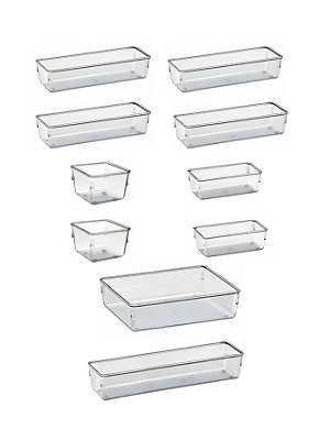 10 Organizadores Multiuso Modular Gavetas Acrílico Cristal