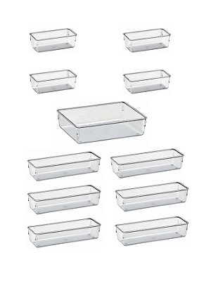 11 Organizadores Multiuso Modular Gavetas Acrílico Cristal