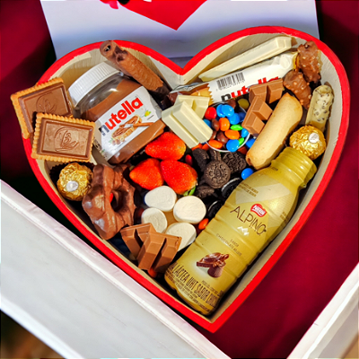 Cesta Box de Chocolates Coração P