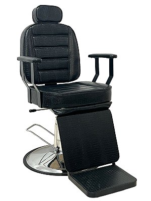Poltrona Cadeira Reclinável De Barbeiro E Salão Valentina Black/Guarani