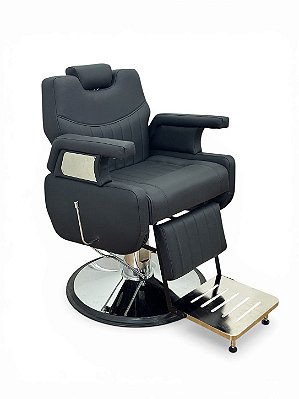 Cadeira de barbeiro profissional New Black Hidraulica Reclinavel