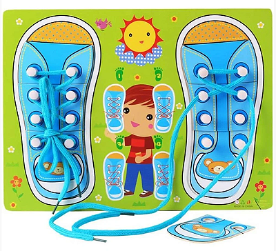 Brinquedo Educativo Sapato Laço e Cadarço MDF ToyMix