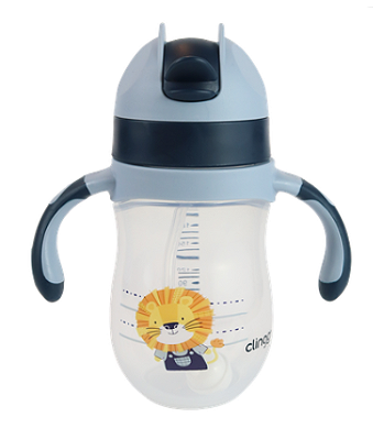 Copo com Canudo de Silicone Leão Luck Clingo 240 ml