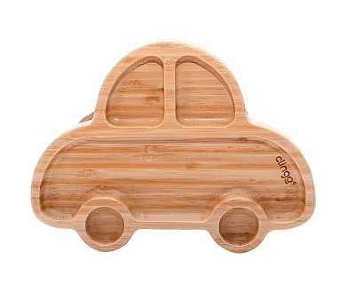Prato de Bambu com Divisórias e Ventosa Carrinho Clingo