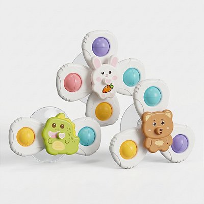 Kit com 3 Spinners Sensoriais com Ventosa para Bebês