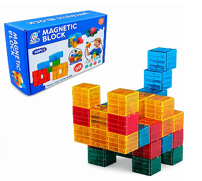 Blocos Magnéticos Translúcidos – 48 Peças