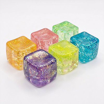 Squishy Ice Cube com Glitter