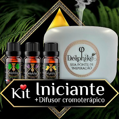 Kit Iniciante ❤️🛒 3x OEs Delphiké (Menta - Lavanda - Limão) + Difusor Ultrassônico Cromoterápico 500ml