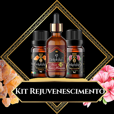 Kit Rejuvenescimento Delphiké - 2x OES Delphiké (Olibano - Gerânio) + Sérum de Rosa Mosqueta
