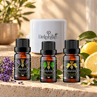 Kit com 3 Óleos Essenciais + Aromatizador Elétrico Original - Delphiké