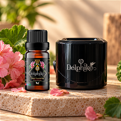 Kit Florecer 🌸 - Óleo essencial de Gerânio + Aromatizador Elétrico Original Black - Delphiké