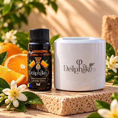 Kit Aconchego - Óleo essencial de Laranja Doce + Aromatizador Elétrico Original - Delphiké