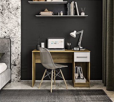 Mesa Escrivaninha 120cm com Gaveta e Suporte para CPU