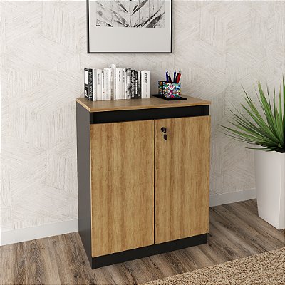 Balcão para Escritório Home Office 68cm 2 Portas com Chave