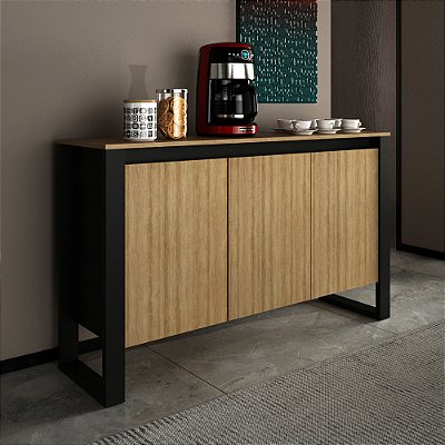 Balcão Buffet Aparador para Escritório 136cm com 3 Portas