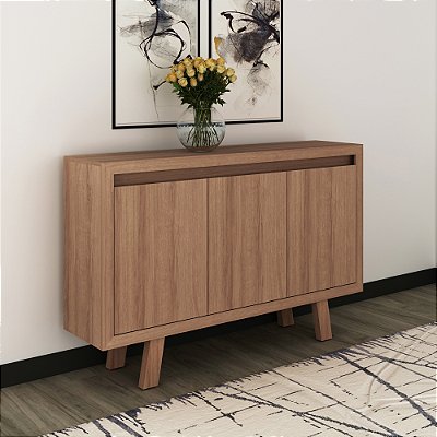 Balcão Aparador Multiuso 126cm com 3 Portas e 2 Prateleiras