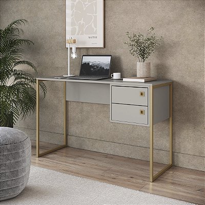 Mesa Escrivaninha Escritório Industrial 120cm em Metal com 2 Gavetas