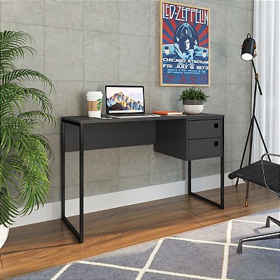 Mesa Escrivaninha Escritório Industrial 120cm em Metal com 2 Gavetas