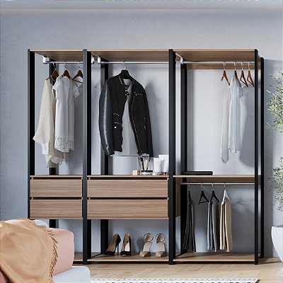 Guarda-Roupa Closet Modulado 160cm com 3 Torres e 4 Gavetas
