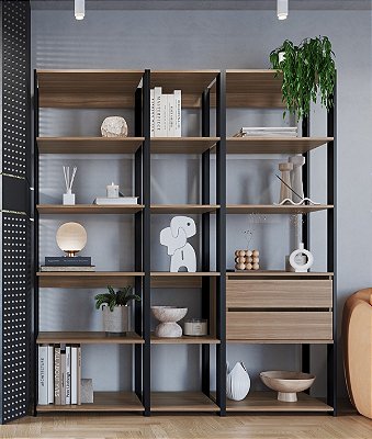 Guarda-Roupa Closet Modulado 160cm com 3 Torres e 2 Gavetas